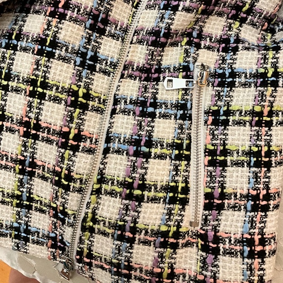 Tahari White and Rainbow Tweed Biker Style Jacket - Picture 6 of 9